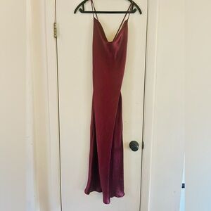 ASOS Spaghetti Strap Burgundy Silky Lace Up Bias Cut Slip Dress 8